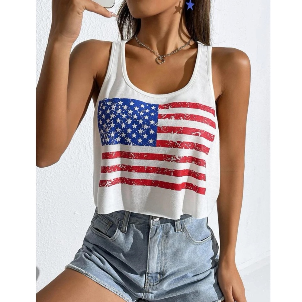 America White Cropped Tank Top 🇺🇸 - Picture 8 of 9